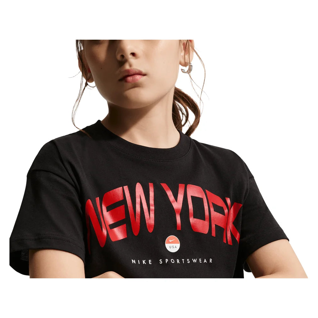 Girls' New York Sportswear Tee Black, Nike, Pickleball Express, IQ5271-010H26-4
