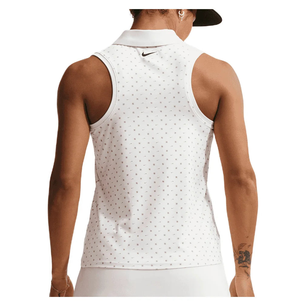 Women's Victory Dri-FIT Sleeveless Printed Polo White and Pink Foam, Nike, Pickleball Express, IR0051-100H26-1