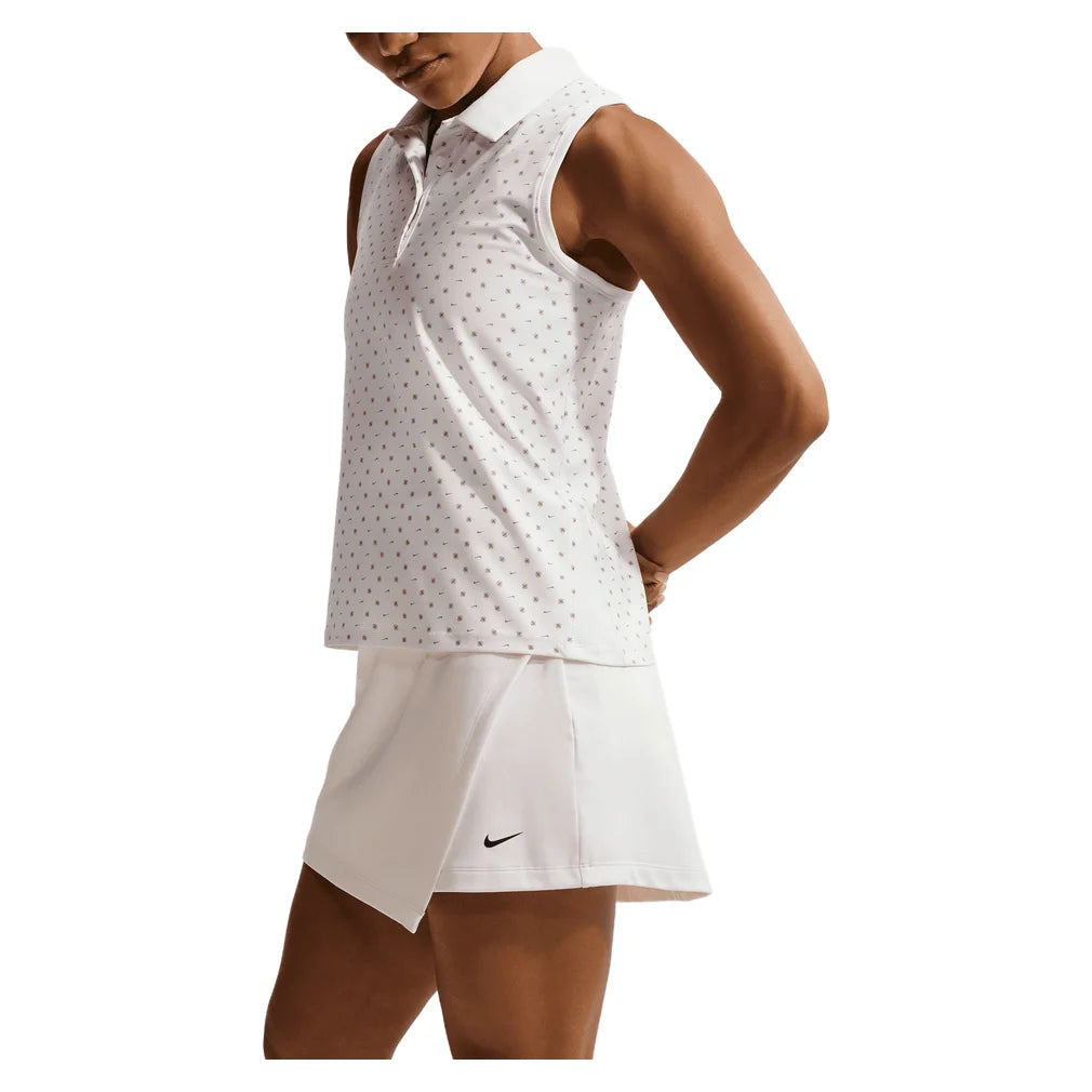 Women's Victory Dri-FIT Sleeveless Printed Polo White and Pink Foam, Nike, Pickleball Express, IR0051-100H26-3