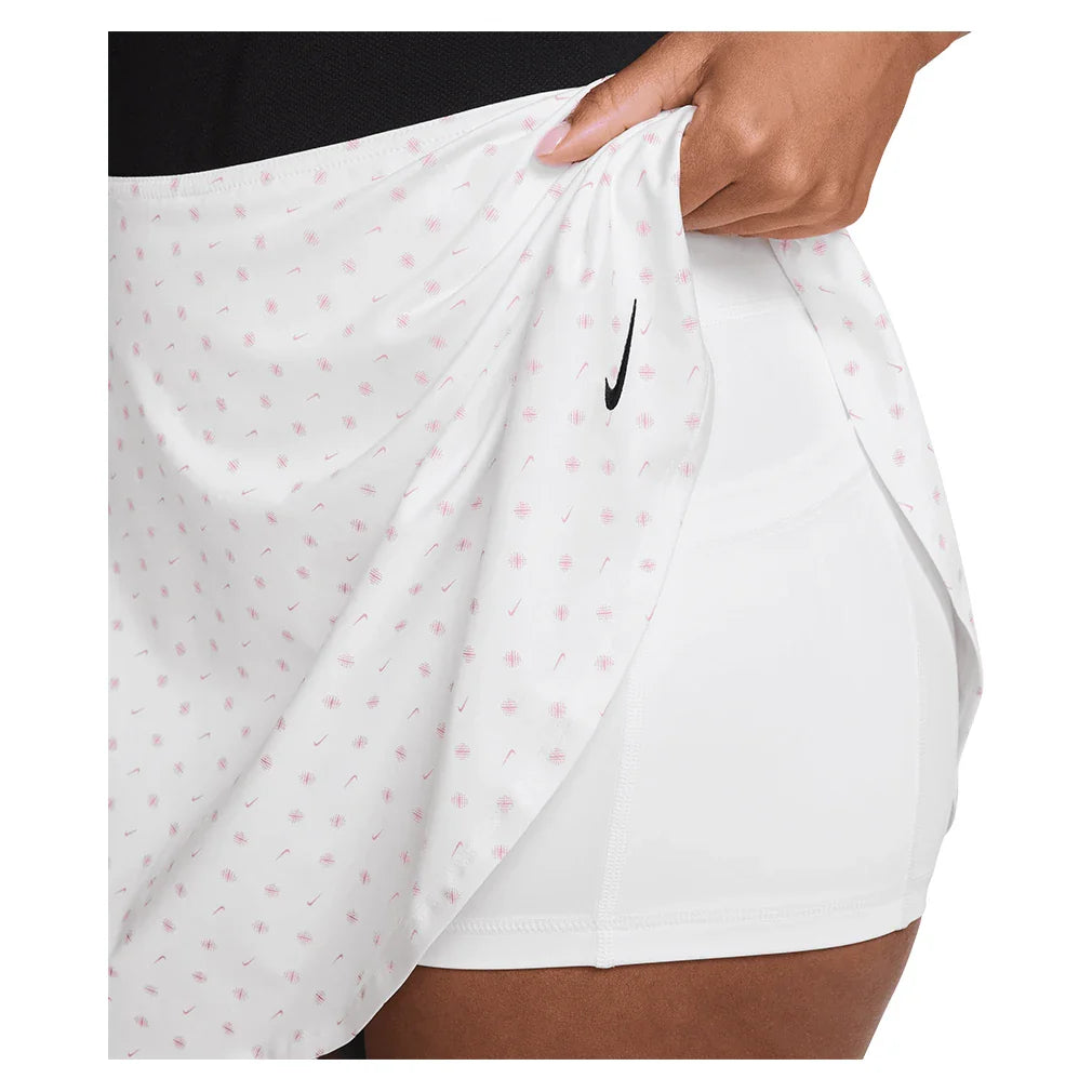 Women's Dri-FIT Victory Mid-Rise Flouncy Print Skort White and Pink Foam