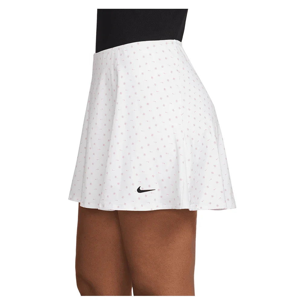Women's Dri-FIT Victory Mid-Rise Flouncy Print Skort White and Pink Foam
