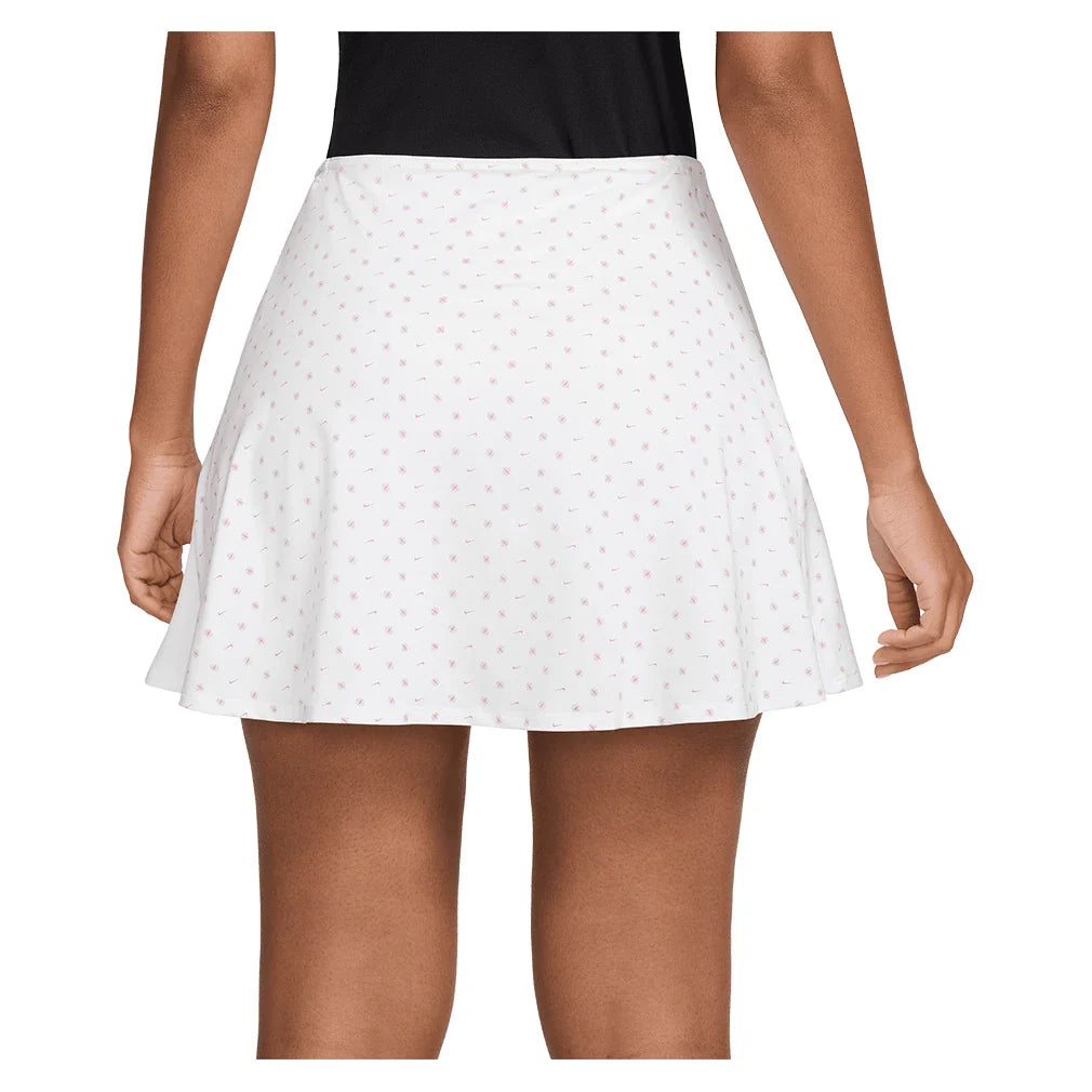 Women's Dri-FIT Victory Mid-Rise Flouncy Print Skort White and Pink Foam