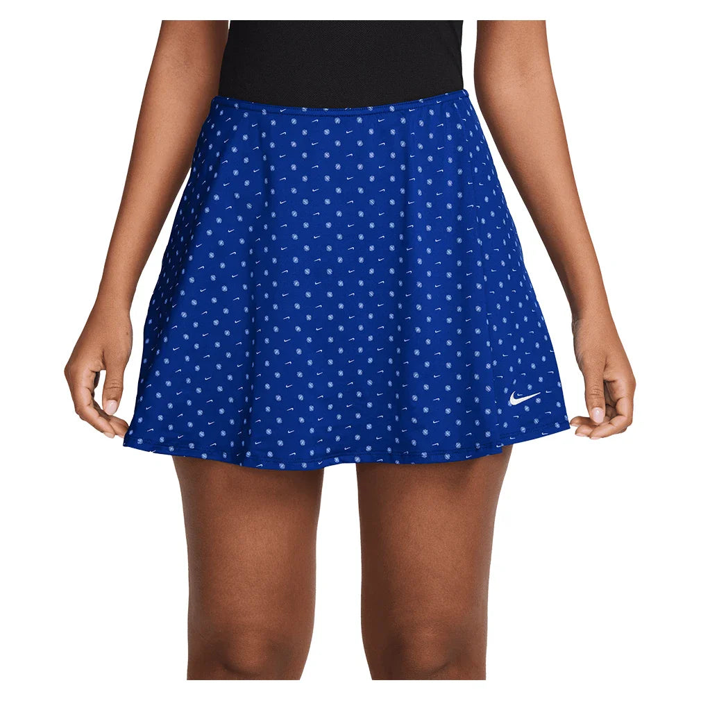 Women's Dri-FIT Victory Mid-Rise Flouncy Print Skort Old Royal and Aluminum