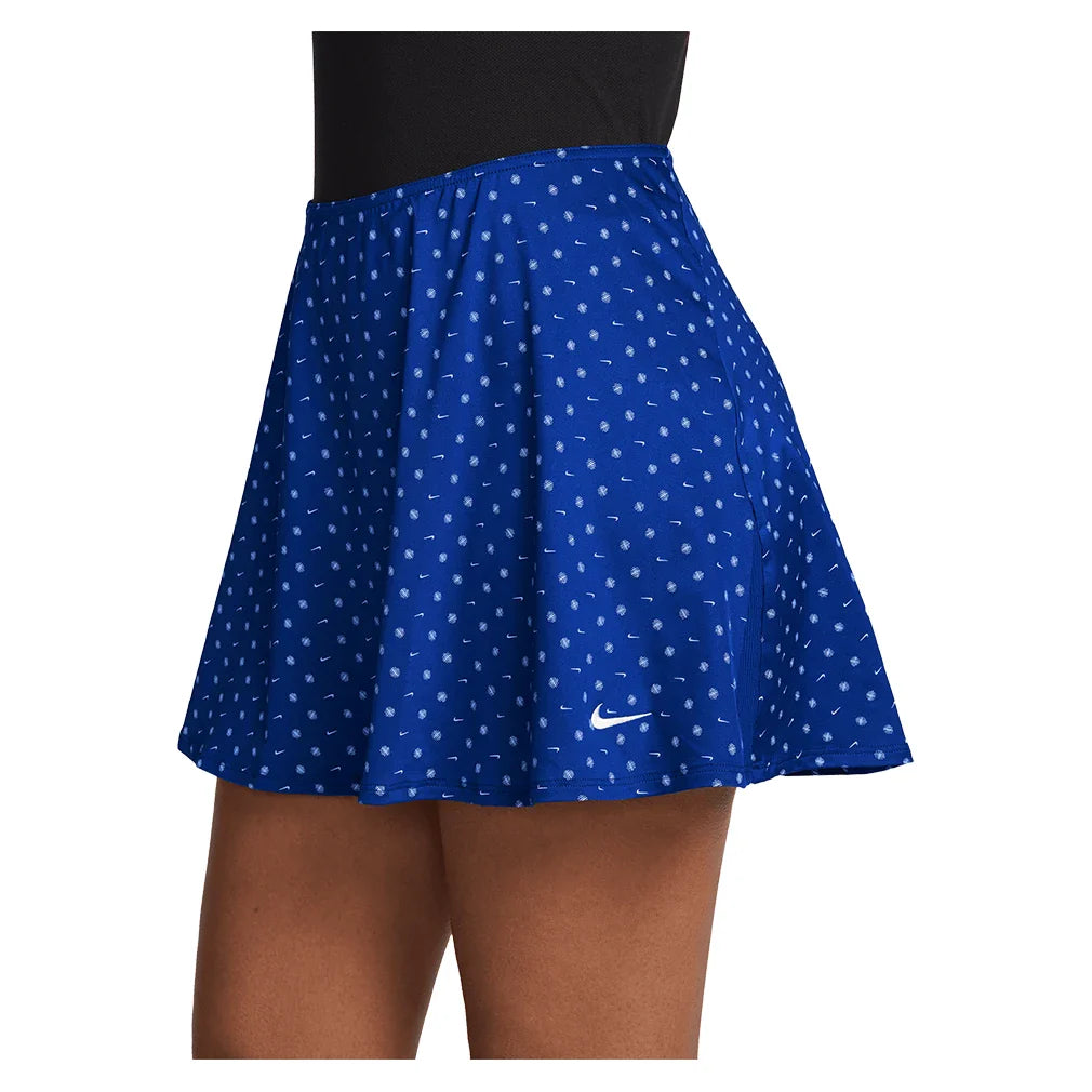 Women's Dri-FIT Victory Mid-Rise Flouncy Print Skort Old Royal and Aluminum