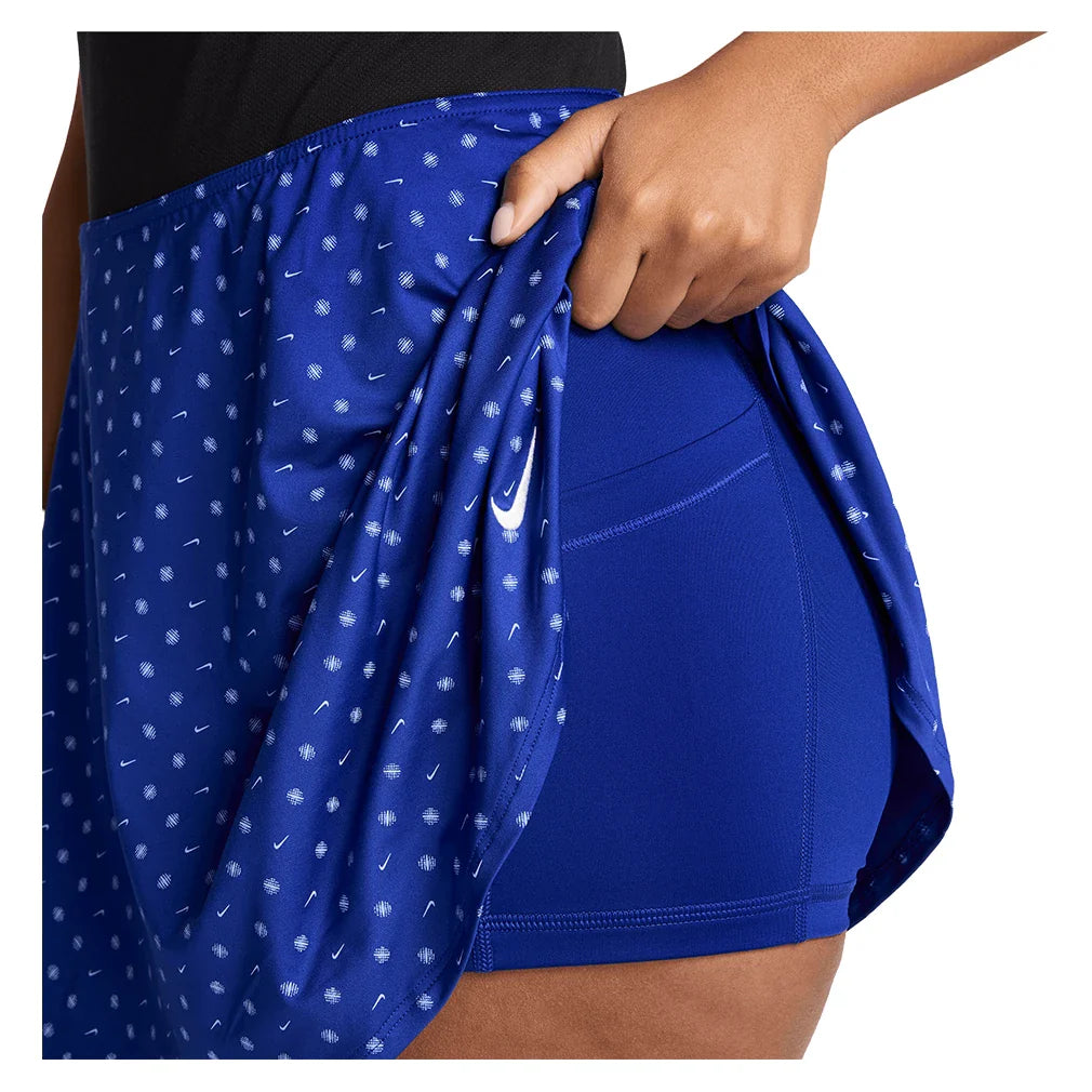 Women's Dri-FIT Victory Mid-Rise Flouncy Print Skort Old Royal and Aluminum