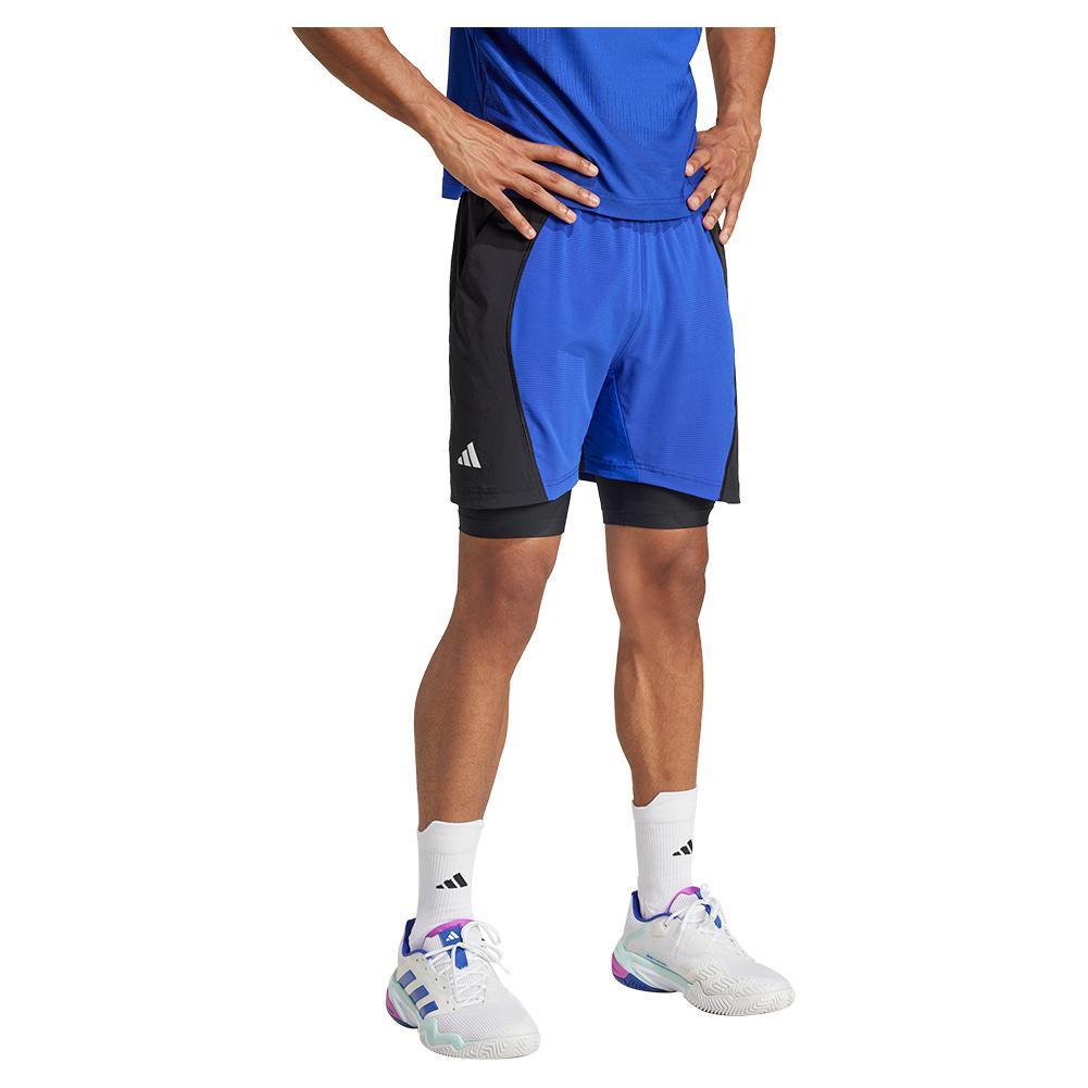 Mens 9 Inch Short and Tight Set Lucid Blue and Black