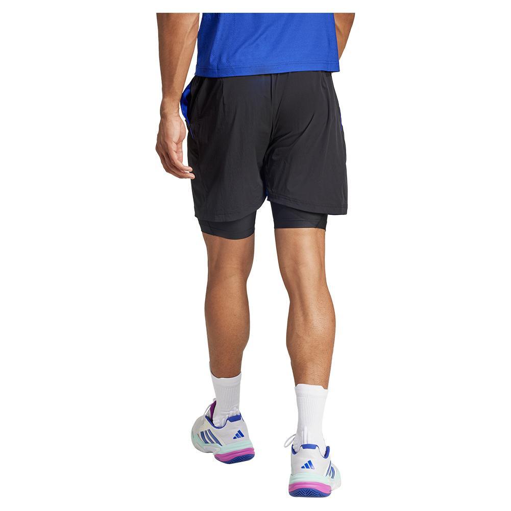 Mens 9 Inch Short and Tight Set Lucid Blue and Black