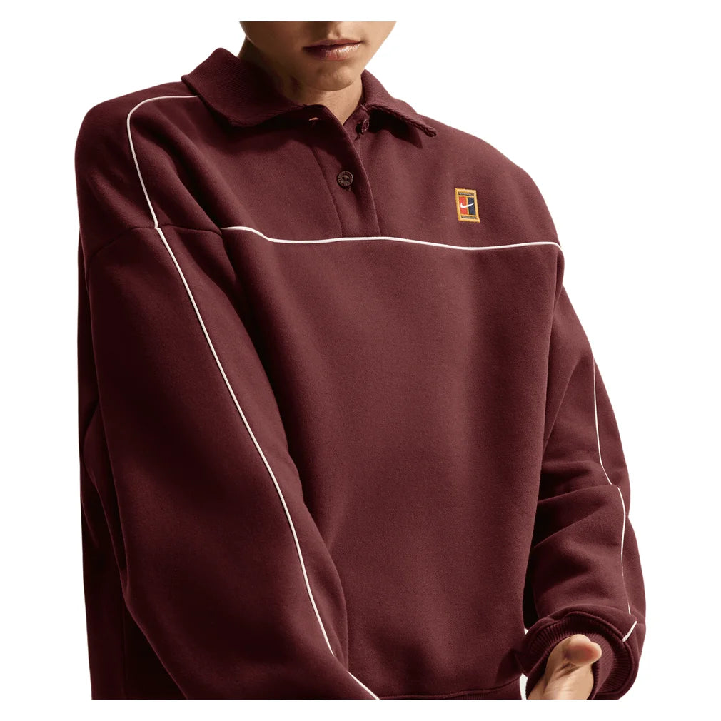 Women's Court Collection Long Sleeve Fleece Top, Nike, 658 Mystic Dates, Pickleball Express, IU3253-H26-658-MYSTIC-DATES-1