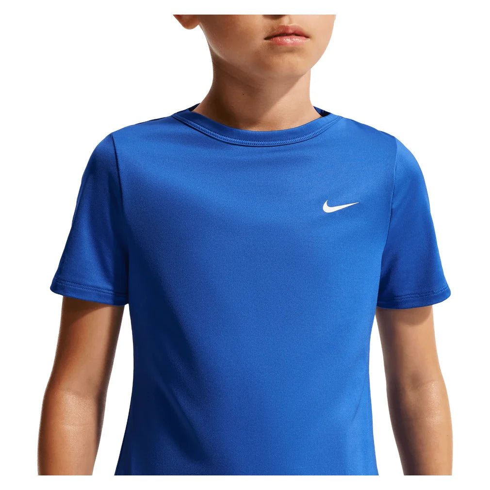 Girls' Dash Dri-FIT Short-Sleeve Training Top, Nike, 480 Game Royal/White, Pickleball Express, IU3746-BF26-480-GAME-ROYAL-WHITE-1