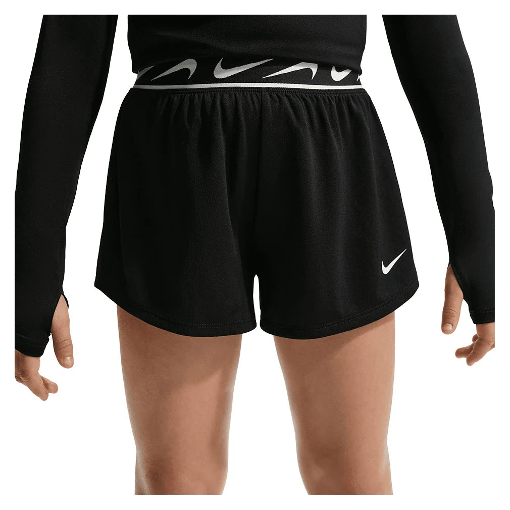 Girls' Dash Dri-FIT Mid-Rise Running Shorts Black and White
