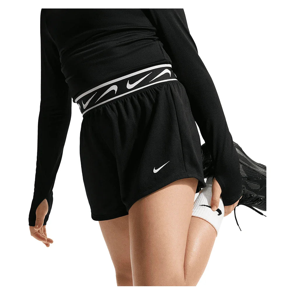 Girls' Dash Dri-FIT Mid-Rise Running Shorts Black and White