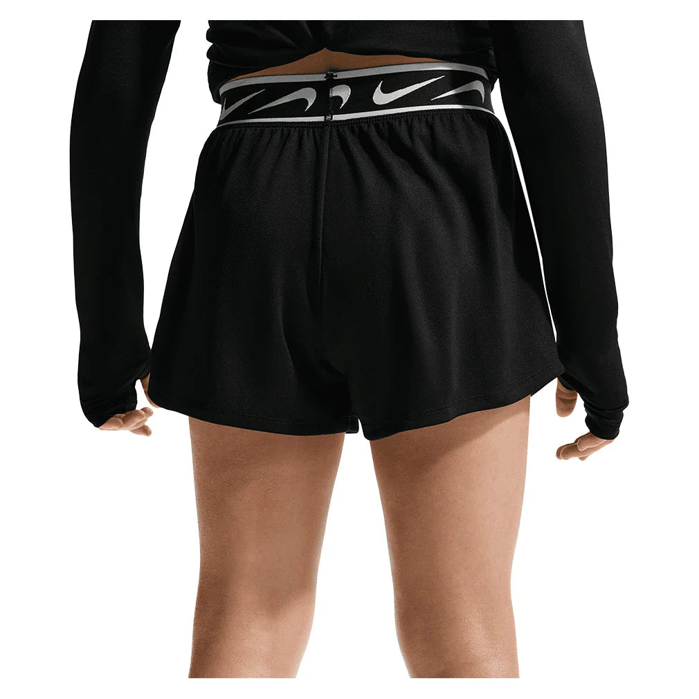 Girls' Dash Dri-FIT Mid-Rise Running Shorts Black and White