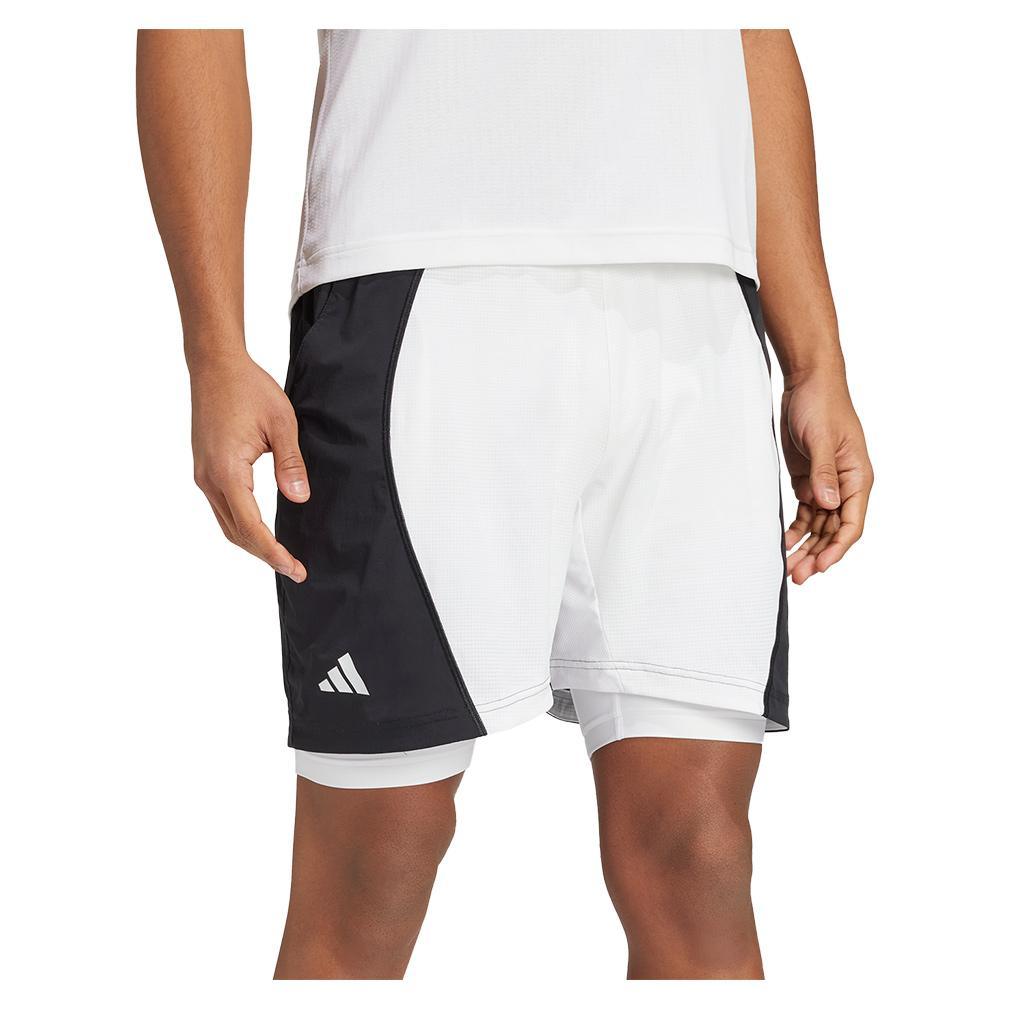 Mens 9 Inch Short and Tight Tennis Set White and Black
