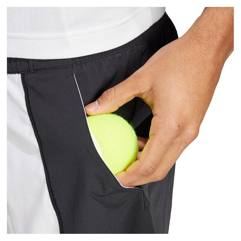 Mens 9 Inch Short and Tight Tennis Set White and Black