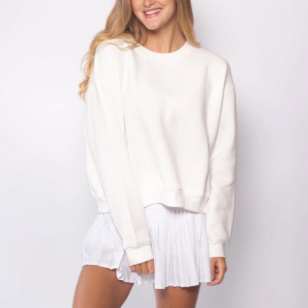 Women's Happiest On The Court Sweatshirt White and Pink