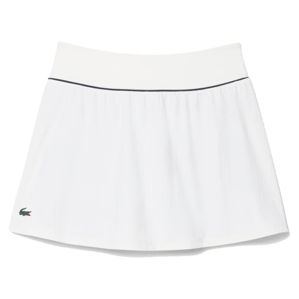 Women's Heritage Skirt, Lacoste, EV0 Flour/Navy Blue, Pickleball Express, JF6806-F26-EV0-FLOUR-NAVY-BLUE-1