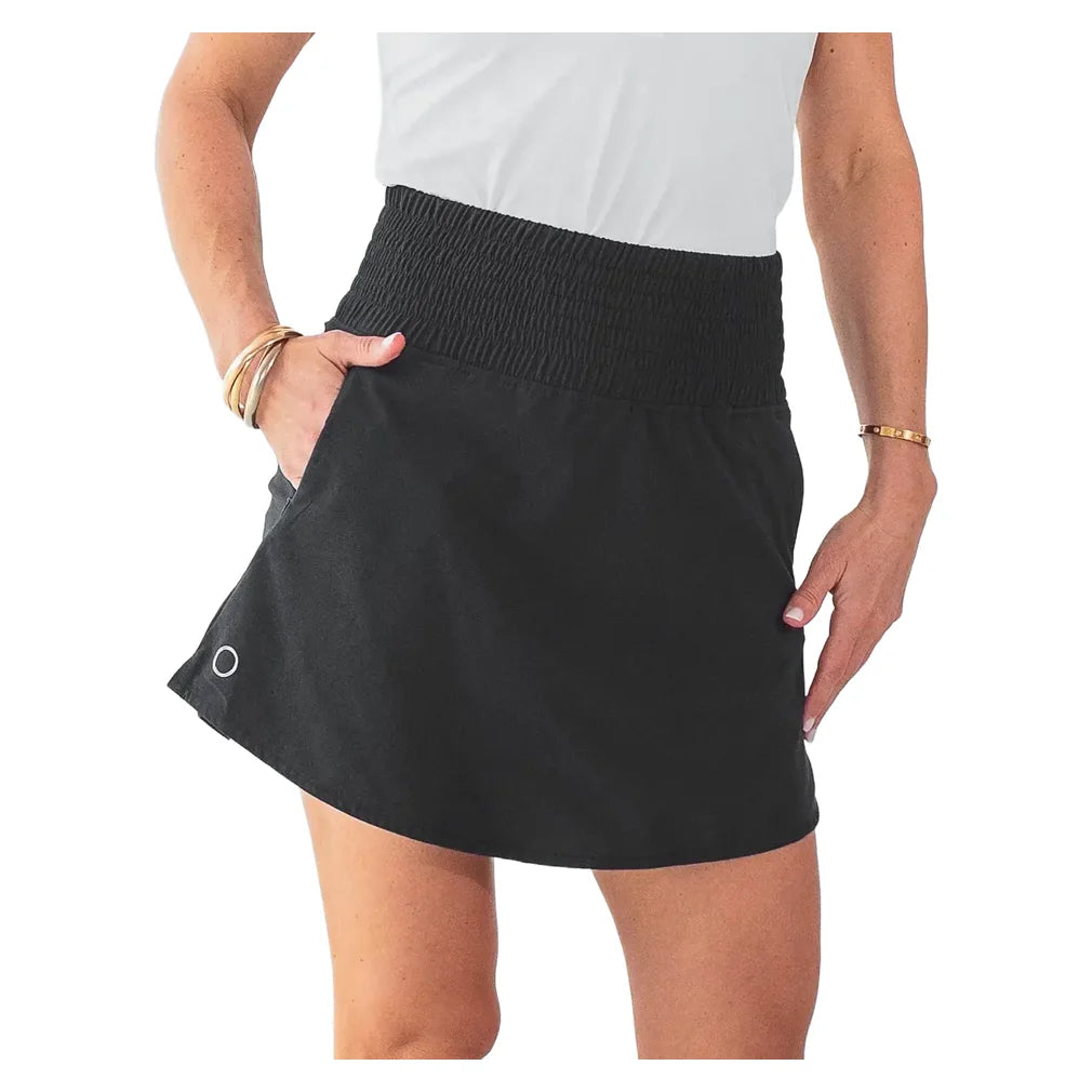 Women's Jilly 15 Inch Skort Black, Bubble, Black, Pickleball Express, JILL-BLKH26-BLACK-1