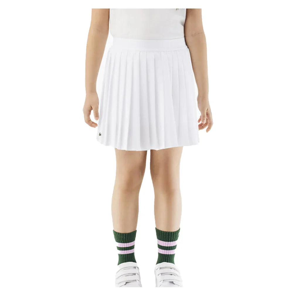 Girls' Pleated Poly Skort with Shorts Blanc