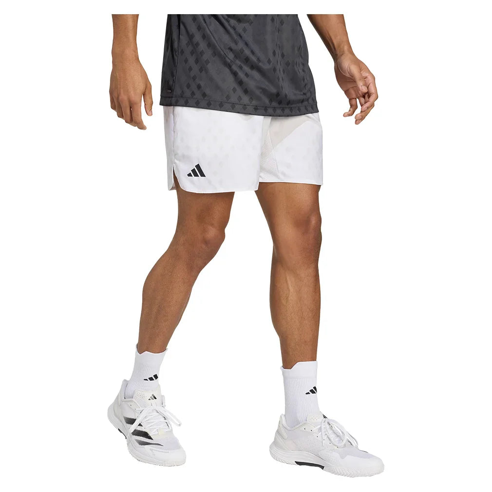 Men's Club Graphic 9 Inch Tennis Short White and Dash Grey