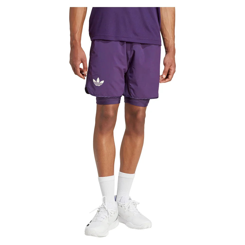 Men`s 7 Inch Tennis Shorts and Tight Set Aurora Plum