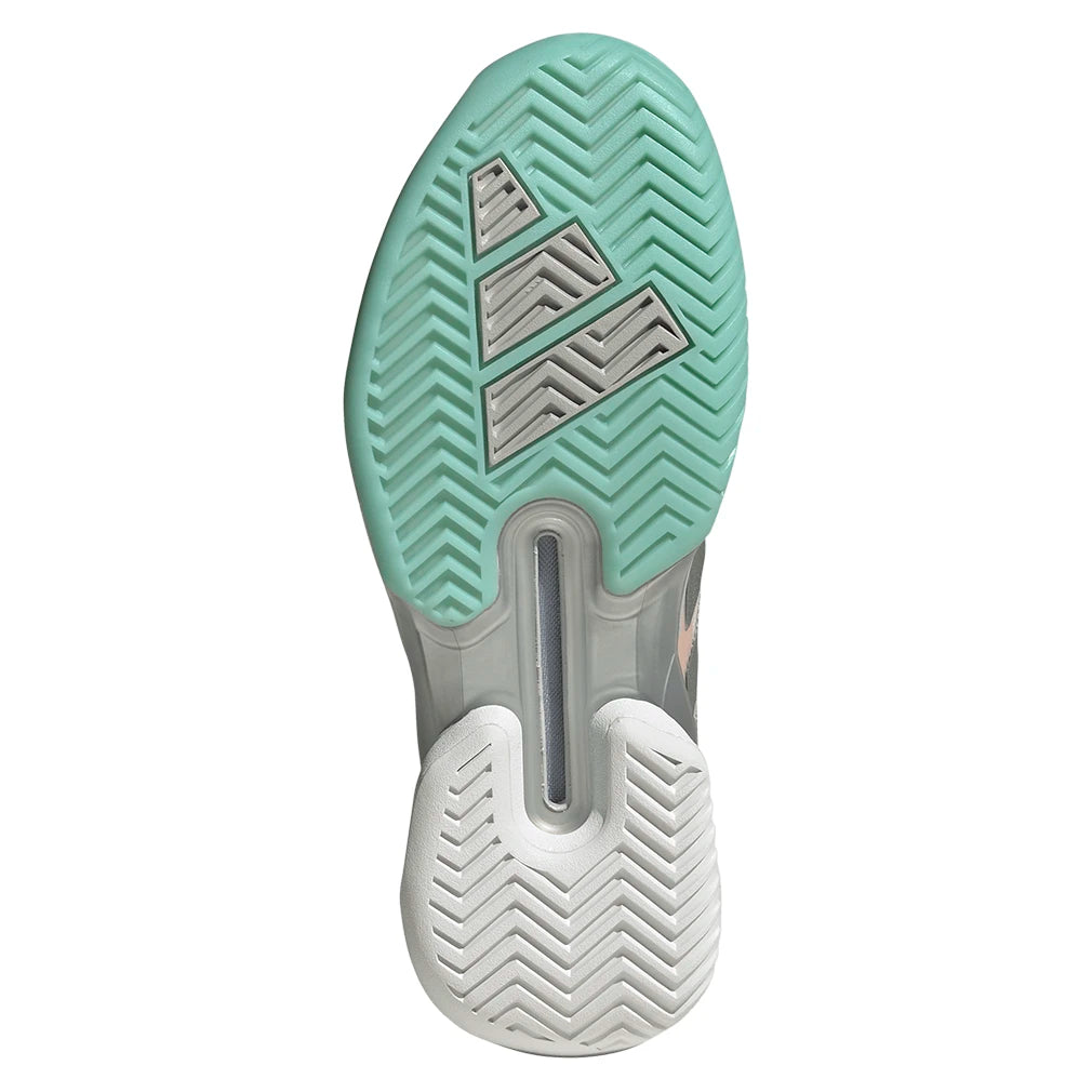 Women's Adizero Ubersonic 5 Court Shoes Flash Aqua and Silver Metallic