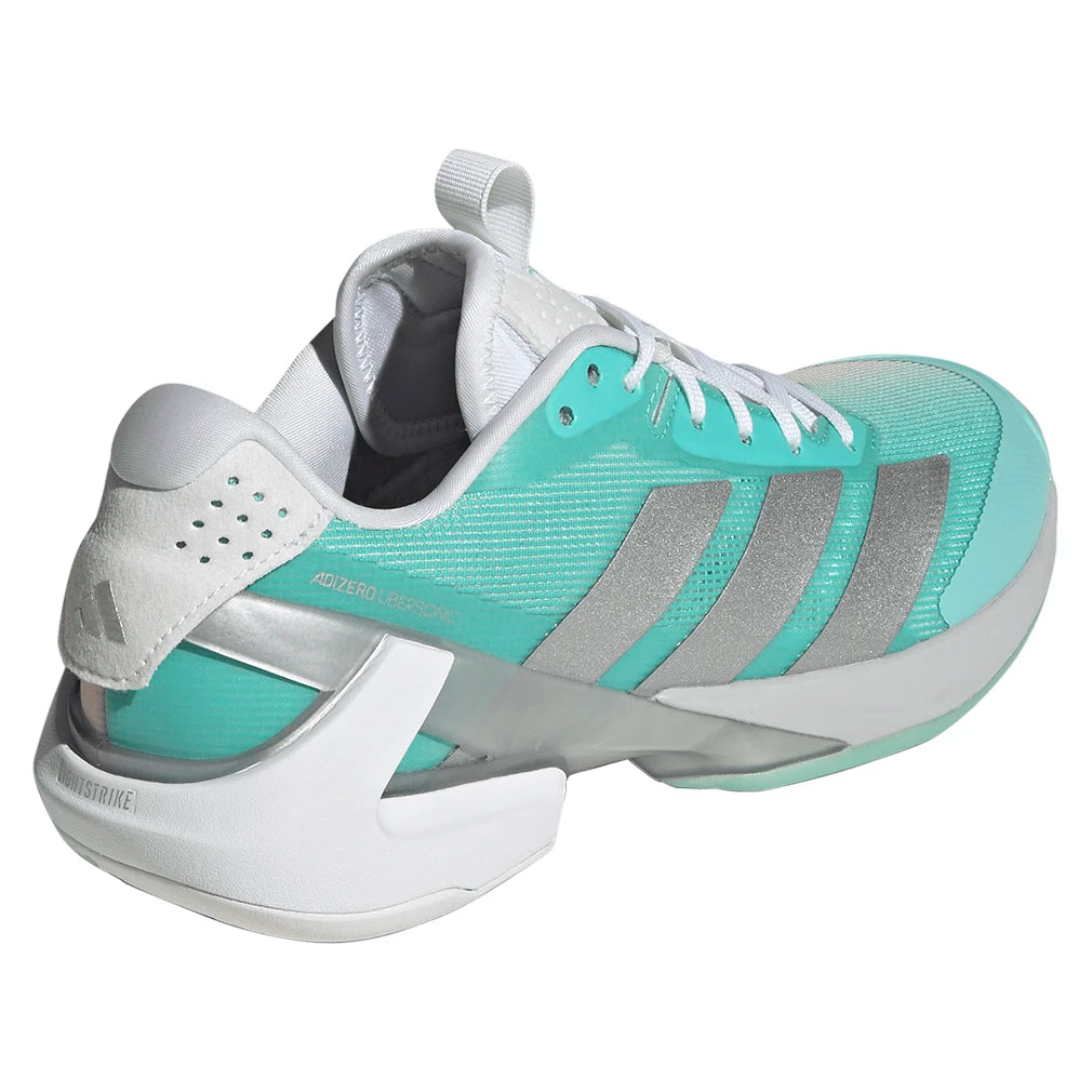 Women's Adizero Ubersonic 5 Court Shoes Flash Aqua and Silver Metallic
