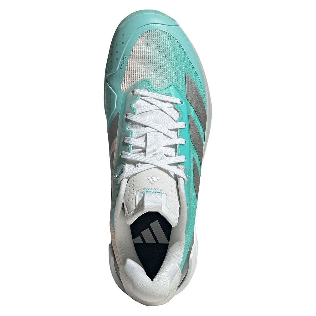 Women's Adizero Ubersonic 5 Court Shoes Flash Aqua and Silver Metallic