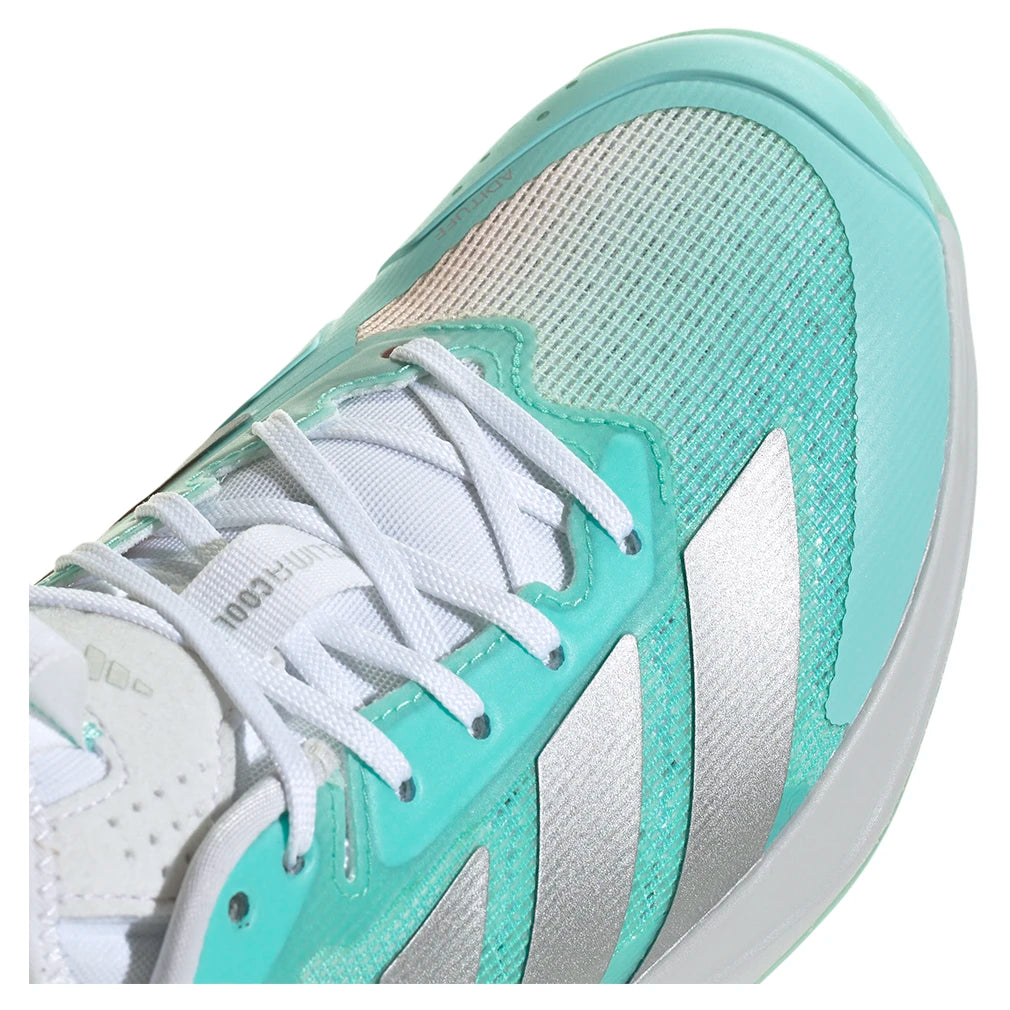 Women's Adizero Ubersonic 5 Court Shoes Flash Aqua and Silver Metallic