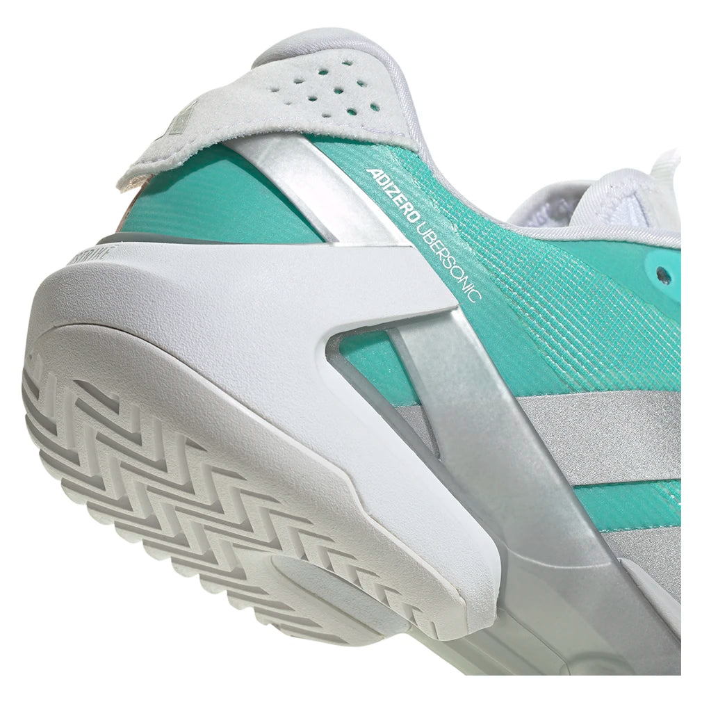 Women's Adizero Ubersonic 5 Court Shoes Flash Aqua and Silver Metallic