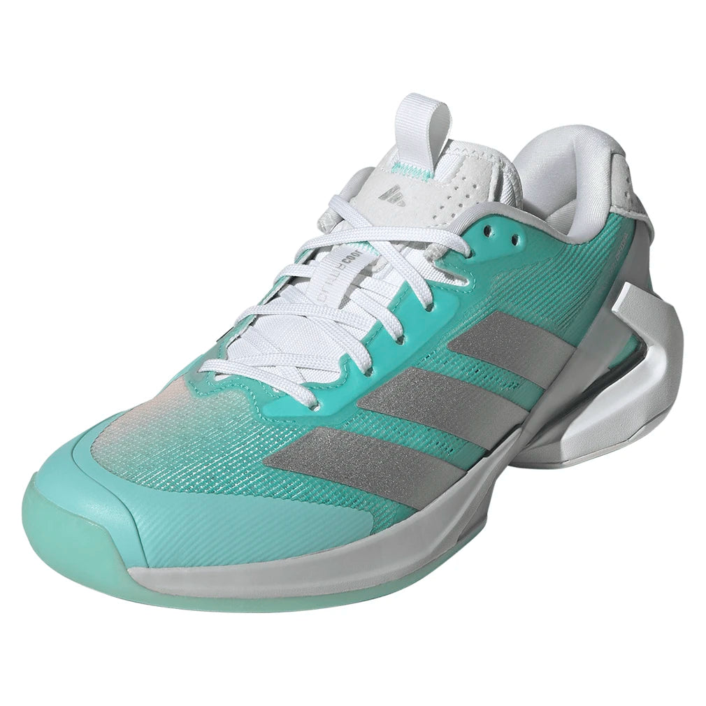 Women's Adizero Ubersonic 5 Court Shoes Flash Aqua and Silver Metallic