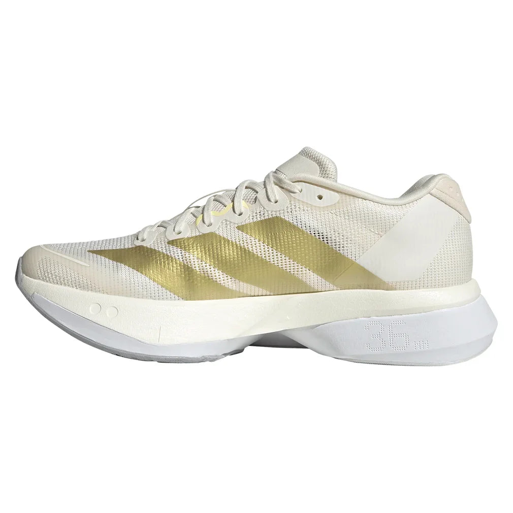 Women's Adizero Boston 13 Running Court Shoes Chalk White and Metallic Gold