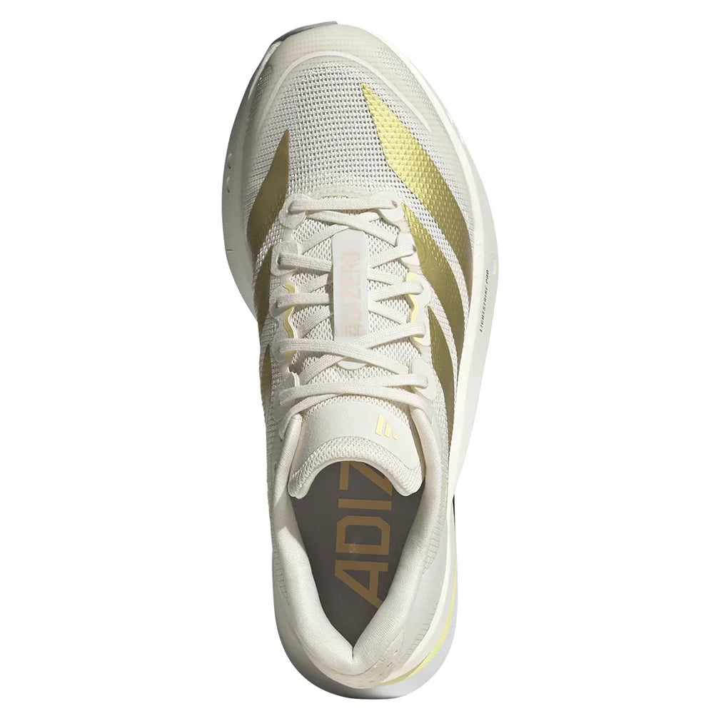 Women's Adizero Boston 13 Running Court Shoes Chalk White and Metallic Gold