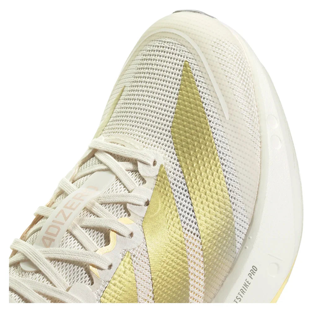Women's Adizero Boston 13 Running Court Shoes Chalk White and Metallic Gold