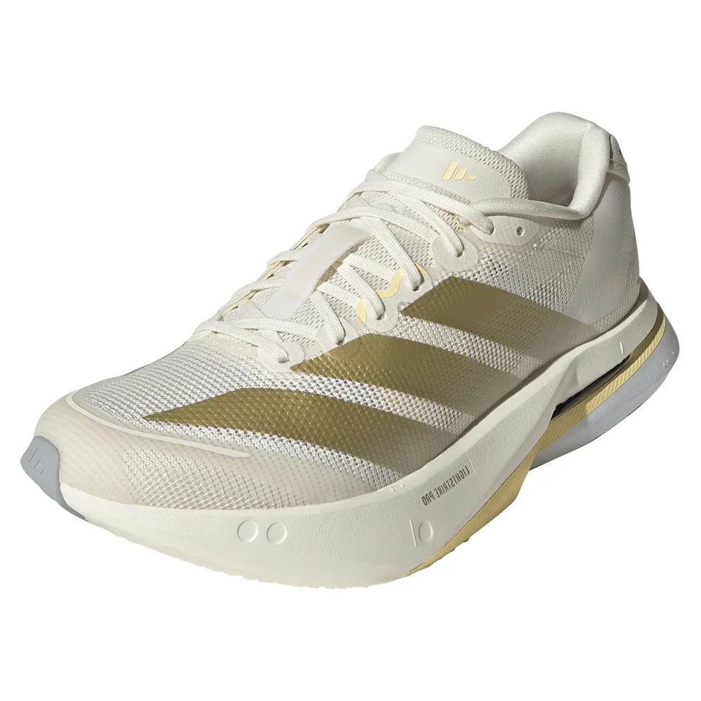 Women's Adizero Boston 13 Running Court Shoes Chalk White and Metallic Gold