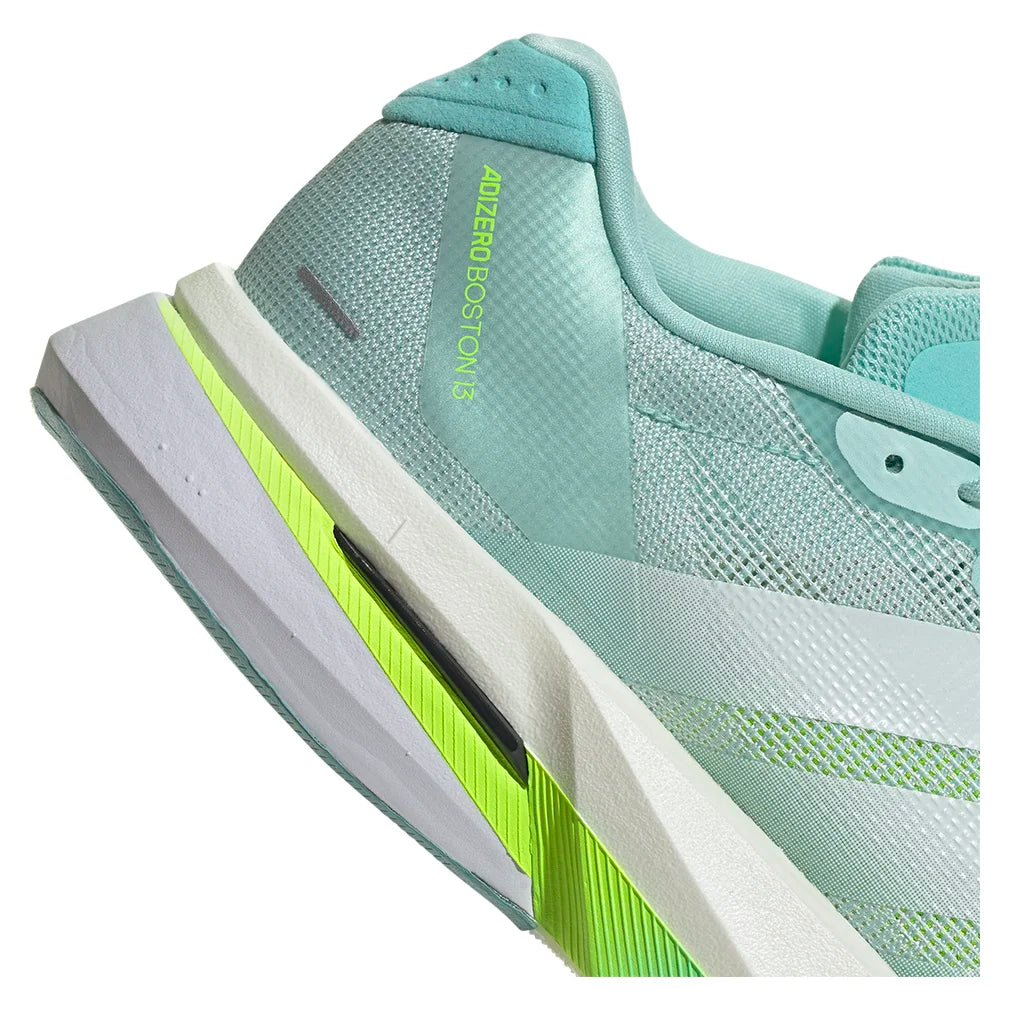 Women's Adizero Boston 13 Running Court Shoes Semi Flash Aqua and Zero Metallic
