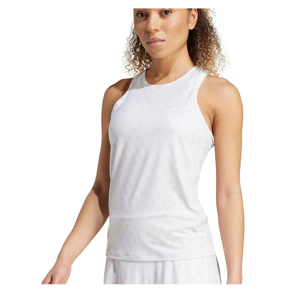 Women`s Club Graphic Tennis Tank White and Dash Grey