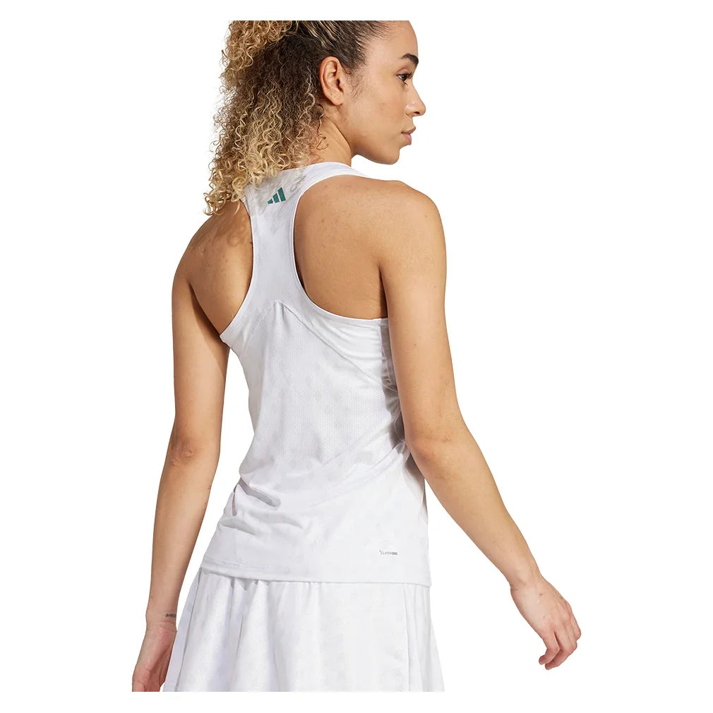 Women`s Club Graphic Tennis Tank White and Dash Grey