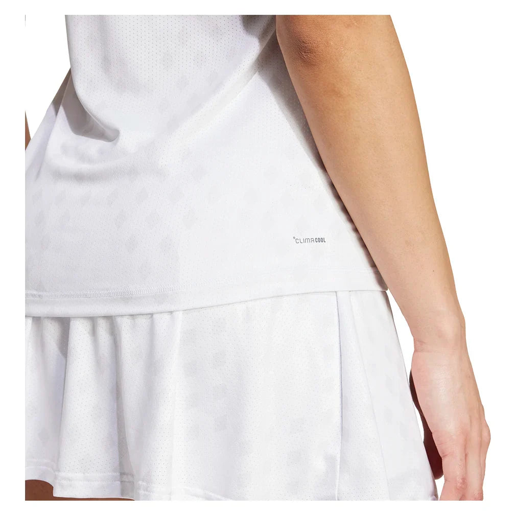 Women`s Club Graphic Tennis Tank White and Dash Grey