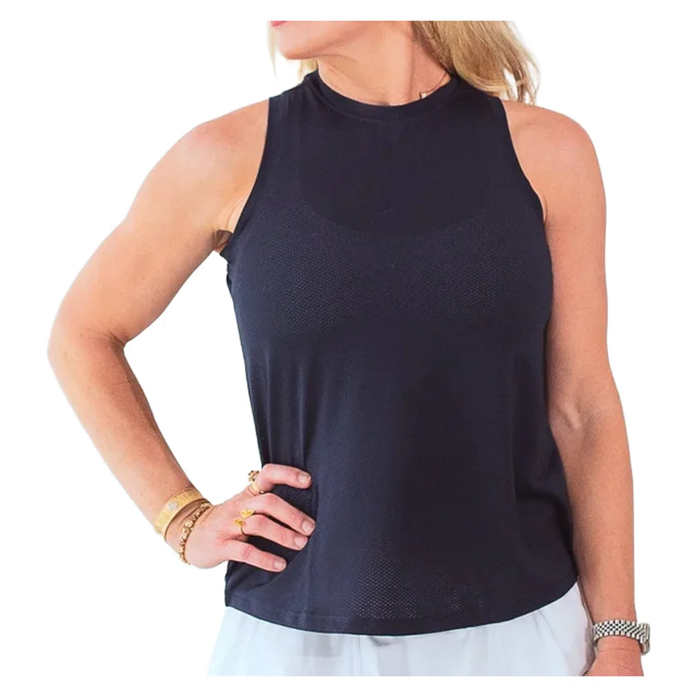 Women's Kinley Tank, Bubble, Navy, Pickleball Express, KINL-NF7-B-NAVY-1