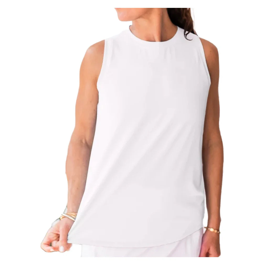 Women's Kinley Tank, Bubble, White, Pickleball Express, KINL-NF7-B-WHITE-1