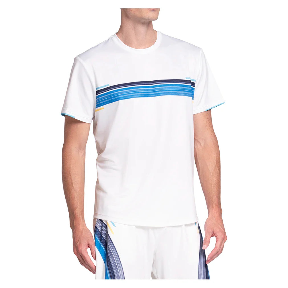 Men's Downforce Short Sleeve Tennis Top White and Blue-Apparel-K-Swiss-White/Blue-S, [current_file_name-Tennis Express