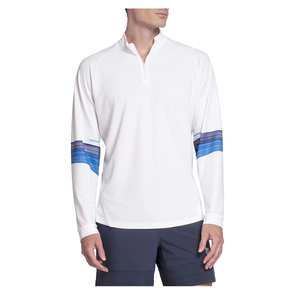 Men's Downforce 1/4 Zip Long Sleeve Tennis Top Peacoat-Apparel-K-Swiss-, [current_file_name-Tennis Express