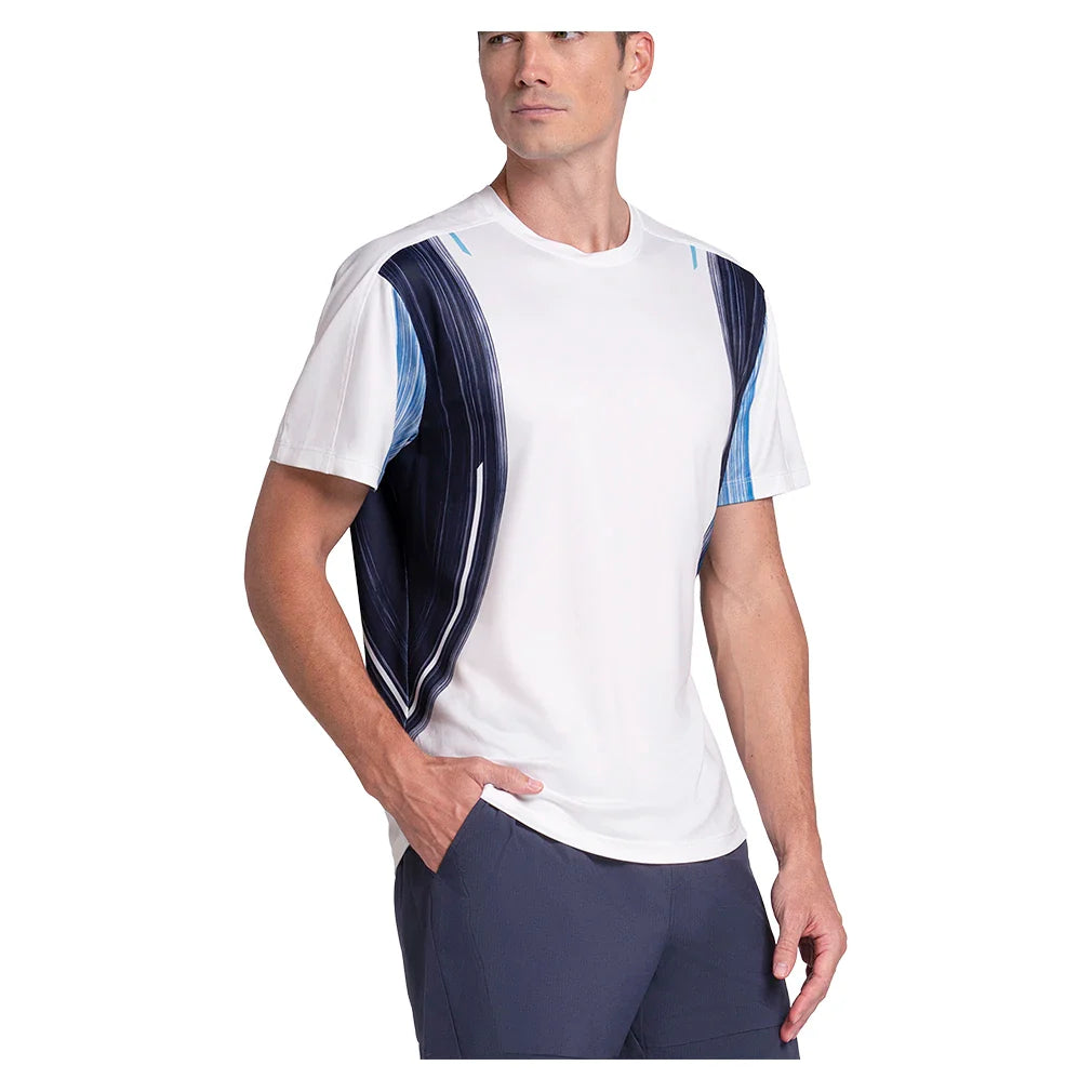Men's Breakline Stripe Short Sleeve Tennis Top Peacoat-Apparel-K-Swiss-, [current_file_name-Tennis Express