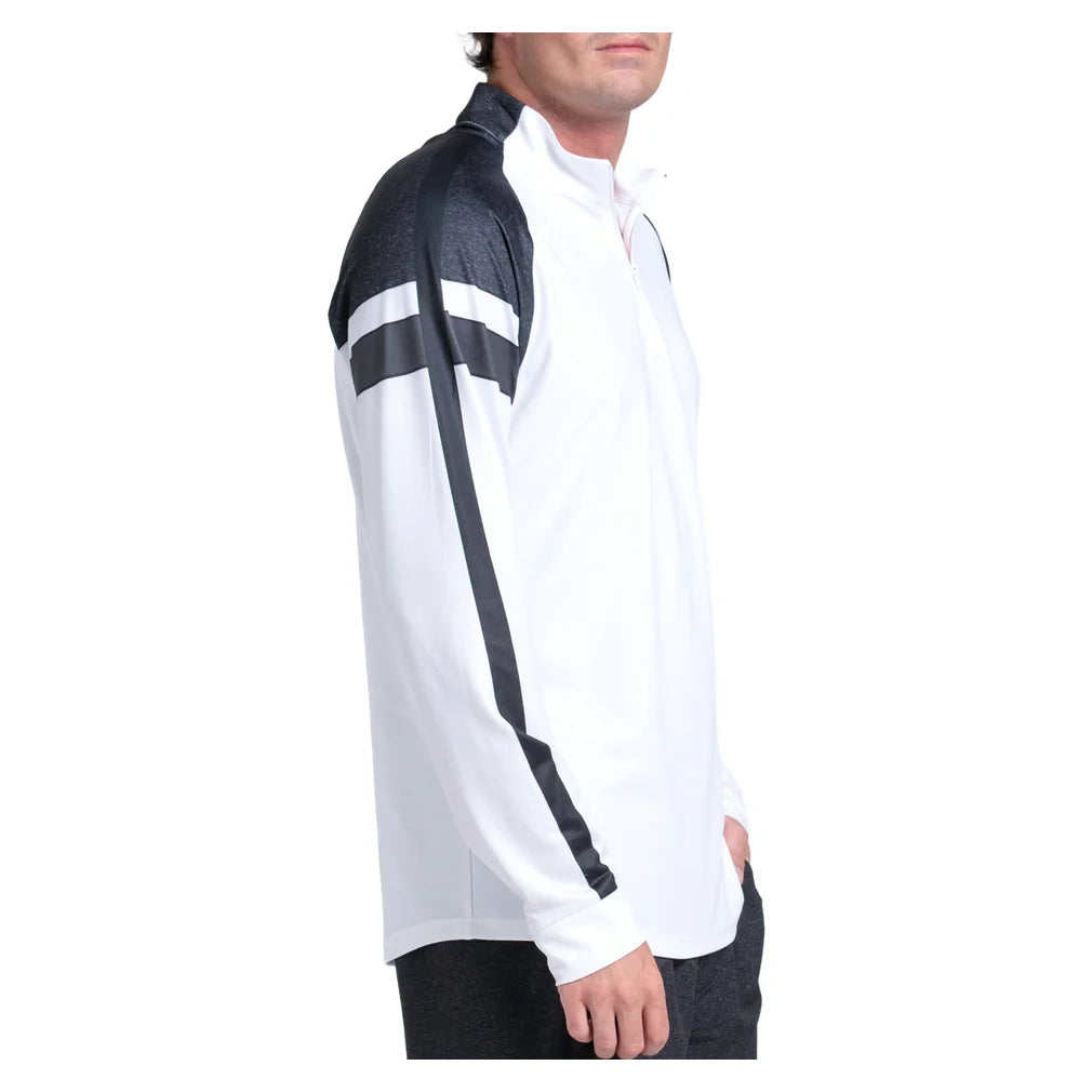 Men's Strike 1/4 Zip Long Sleeve Charcoal and White, K-Swiss, Pickleball Express, KMT83-39J040-2