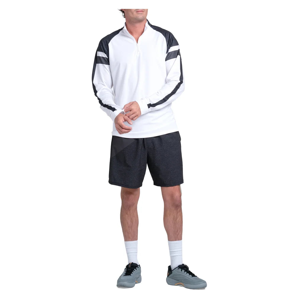 Men's Strike 1/4 Zip Long Sleeve Charcoal and White, K-Swiss, Pickleball Express, KMT83-39J040-3