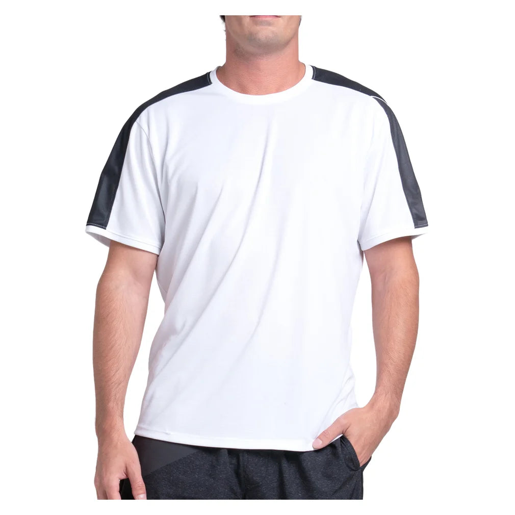 Men's Shadow Play Top White and Black, K-Swiss, White/Black, Pickleball Express, KMT84-33J121-WHITE-BLACK-1