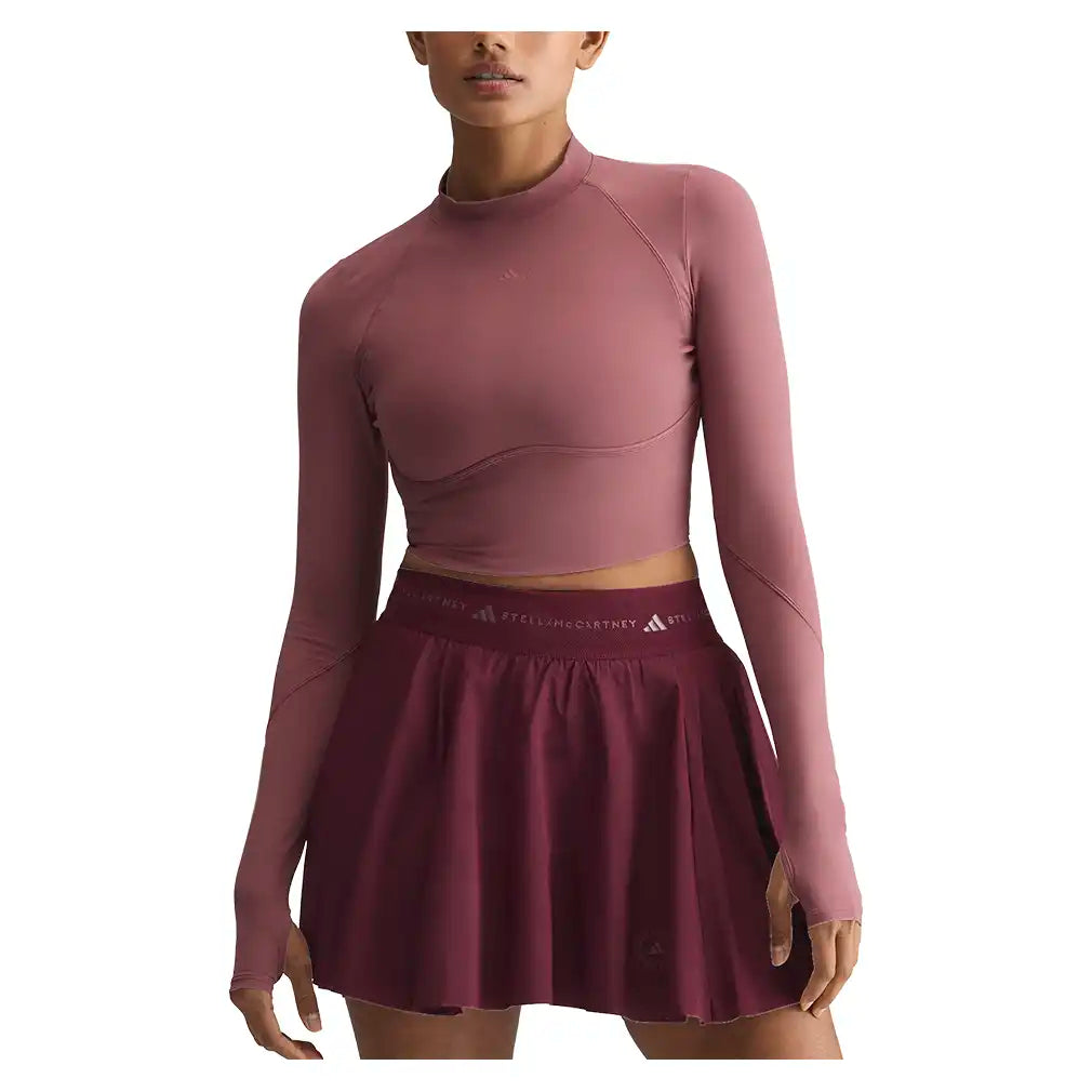 Women's Stella McCartney Longsleeve Crop Training Top Quiet Maroon