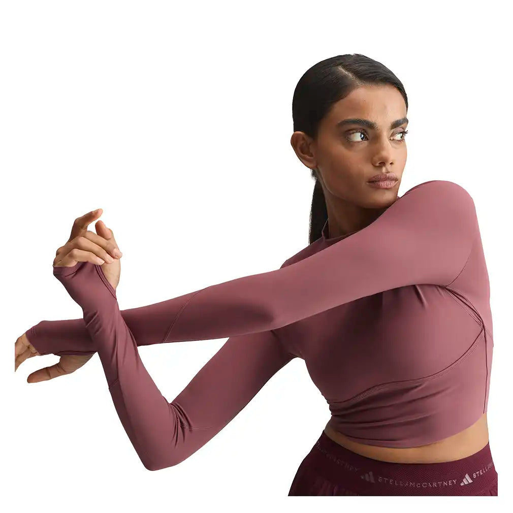 Women's Stella McCartney Longsleeve Crop Training Top Quiet Maroon