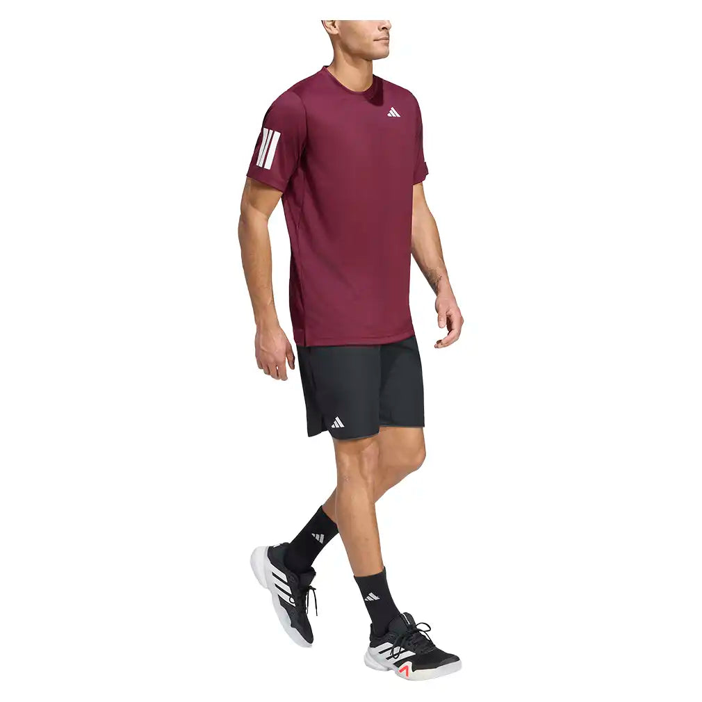 Men's Club 3 Stripe Tee Maroon