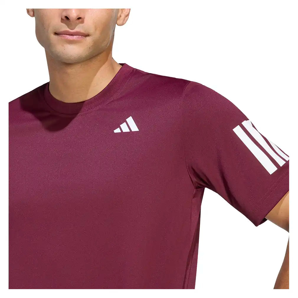 Men's Club 3 Stripe Tee Maroon
